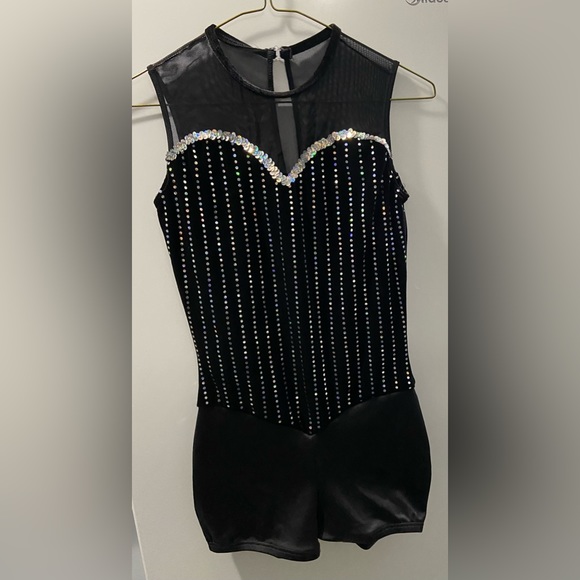 Black and Silver Women's Sequin Bodysuit - Picture 1 of 3